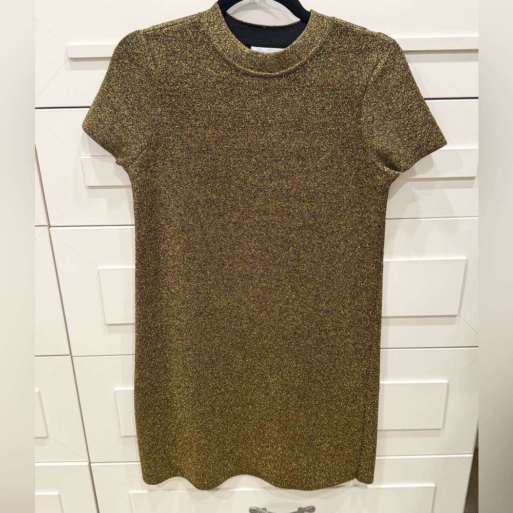 Milly Gold Short Sleeve Mini Party Dress Size Small